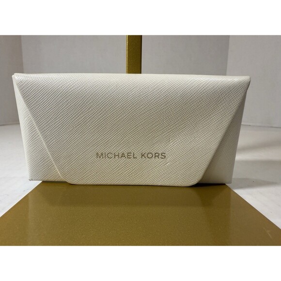 Michael Kors MK Cream White Sunglasses Case Shell Large, Pouch & Cleaning Cloth - Picture 2 of 12